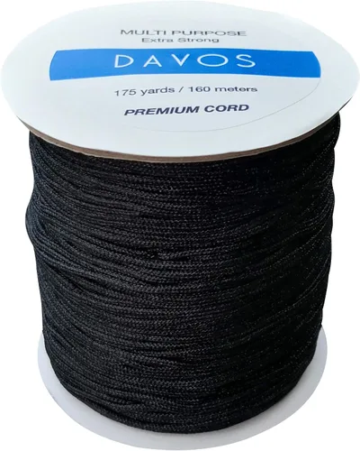 Vista 5 de Cordón trenzado de nailon negro extra fuerte hilo multiusos 0.059 in x 175 yardas 524.9 ft para fabricación de joyas, cuentas de Shamballa