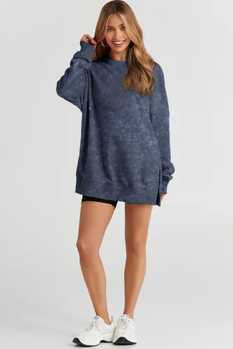 Vista 23 de SHEWIN Sudadera casual de manga larga con cuello redondo para mujer, ligera, holgada