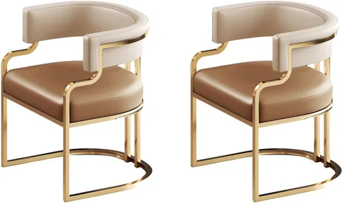 Vista 13 de Sillas de comedor de cocina para interiores, silla lateral tapizada para el hogar, silla con brazo de respaldo bajo, silla de comedor con piel