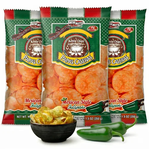 Vista 5 de WINNUTS Chamoy Dill Pickle Kettle Chips (paquete de 3, 5.6 onzas cada uno) Pepinillo picante con chamoy dulce y picante Bocadillo casero extra