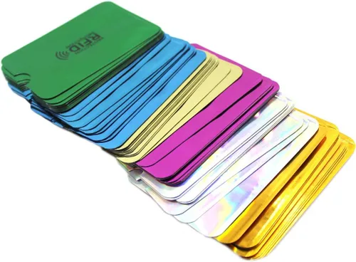 Vista 2 de JUMISEE Paquete de 60 fundas holográficas de bloqueo RFID, tarjetero de bloqueo de banco, cartera antirladrón, funda protectora para tarjetas de Set