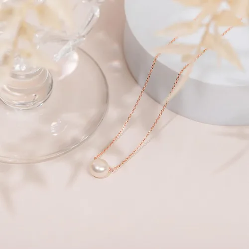 Vista 3 de PAVOI Collar de perlas individuales cultivadas en agua dulce AAA+ seleccionadas a mano Collares de oro para mujer, Perla