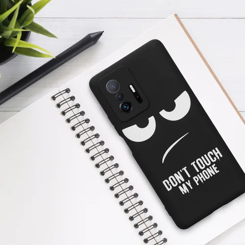 Vista 2 de kwmobile Funda de silicona TPU compatible con Xiaomi 11T/11T Pro - Funda suave - No toques mi teléfono blanco/negro