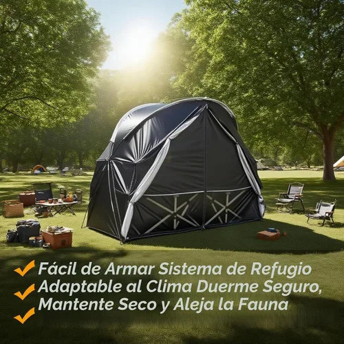 Vista 4 de Tienda de campaña para 1 persona con puerta de malla transpirable y ventanas de mosquitera, fácil de poner, refugio para todo tipo de clima