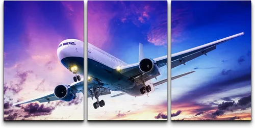 Vista 101 de wall26 Lienzo enmarcado para pared, juego de arte exótico tropical, océano, mar, avión, puesta de sol, transporte, fotografía, realismo, decorativo