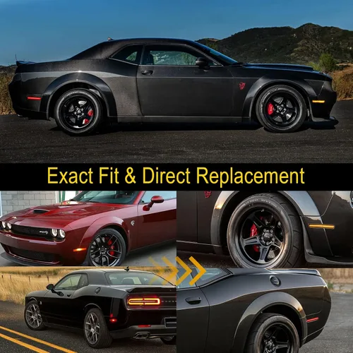 Vista 3 de R&F Auto 4 piezas de luces LED laterales de repuesto para Challenger SRT Hellcat 2018-2023, R/T Scat Pack de cuerpo ancho para Redeye Super Stock