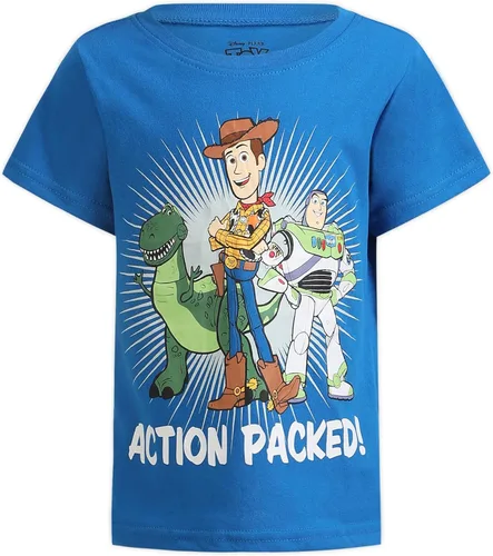 Vista 3 de Disney Toy Story Woody, Buzz and Rex Boys Short Sleeve T-Shirt 4 Pack for Toddler and Little Kids - YellowBlueGreenGrey