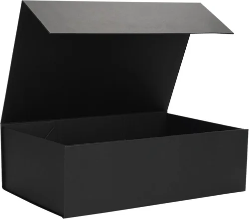Vista 14 de Ditwis Caja de regalo de 12x9x4 pulgadas con tapa de cierre magnético, caja magnética negra y dorada para boda, propuesta de padrinos y damas