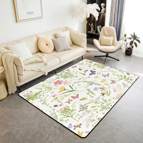 Vista 11 de Feelyou Boho Geometric Area Rug 3x5 Kids Tropical Leaves Decorative Rug for Boys Girls Teens Botanical Nature Theme Living Room Rugs Luxury Modern