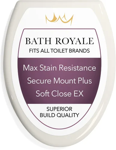 Vista 13 de Bath Royale Asiento de inodoro redondo de cierre suave con tapa BR500-00 blanco, cómodo, duradero, resistente, resistente a las manchas y fácil