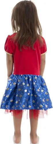 Vista 4 de Marvel Avengers Captain Marvel - Vestido de tul y diadema para niñas pequeñas color rojo 5-6