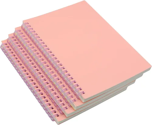 Vista 11 de Yansanido Cuaderno de espiral, 4 unidades de papel cuadriculado de plástico grueso A5, 4 colores, 80 hojas, 160 páginas para estudio y notas