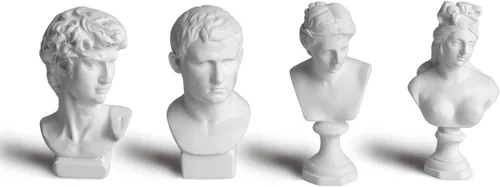 Vista 7 de Garwor Juego de 10 mini figuras de mitología griega, escultura de resina de fama mundial, estatua de busto, decoración artística para oficina