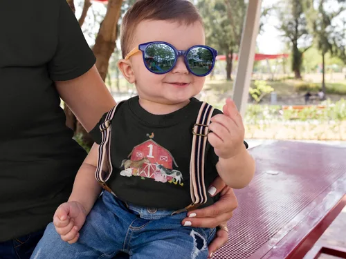 Vista 2 de Camiseta de primer cumpleaños para niño con diseño de animal de granja
