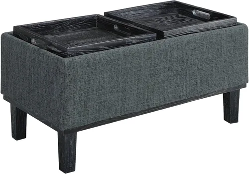 Vista 7 de Convenience Concepts Designs4Comfort Brentwood - Otomana de almacenamiento, tela gris