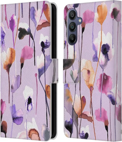 Vista 244 de Head Case Designs Officially Licensed Ninola Abstract Poppies Lilac Floral Leather Wallet Case Compatible with Samsung Galaxy A07 4G