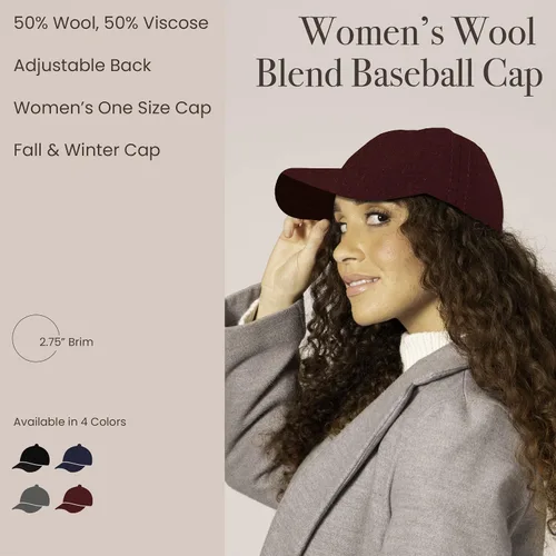 Vista 2 de San Diego Hat Company Gorro de béisbol de lana para mujer con espalda ajustable