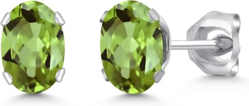 Vista 29 de Gem Stone King Oval Stud Earrings For Women Men 925 Sterling Silver Oval 6X4MM Gemstone Birthstone Fine Jewelry for Her Him Mom Dad Wife