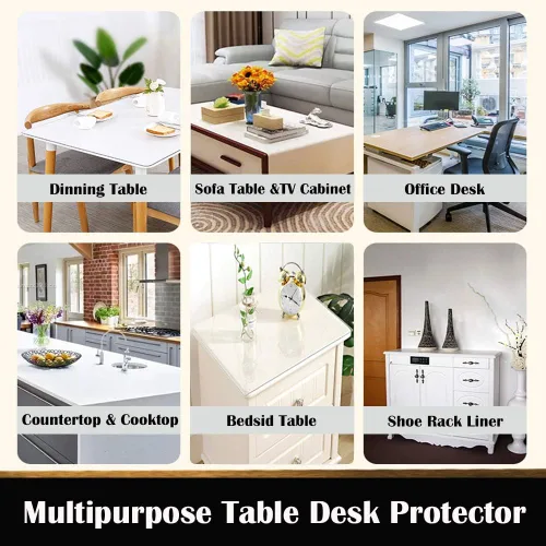 Vista 5 de Protector cuadrado de vinilo transparente para mesa de mesita de noche, protector de mesa de PVC, plástico, mantel de mesa, tapete de escritorio