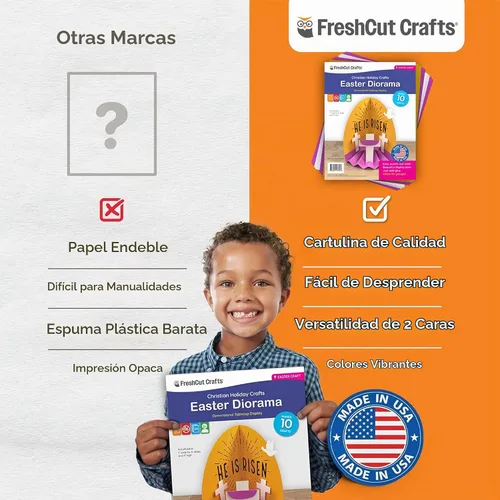 Vista 5 de FreshCut Crafts Kit de manualidades de la Biblia 3D de Diorama de Pascua Cartulina hecha en Estados Unidos, pantalla de mesa perforada, escuela