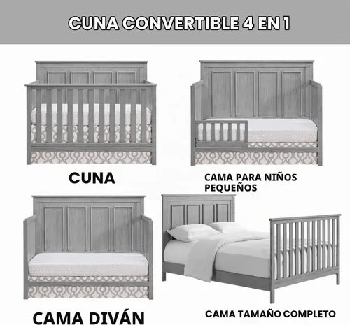 Vista 5 de Oxford Baby Bennett - Cuna convertible 4 en 1, gris rústico, certificado GreenGuard Gold Gris (rustic gray)