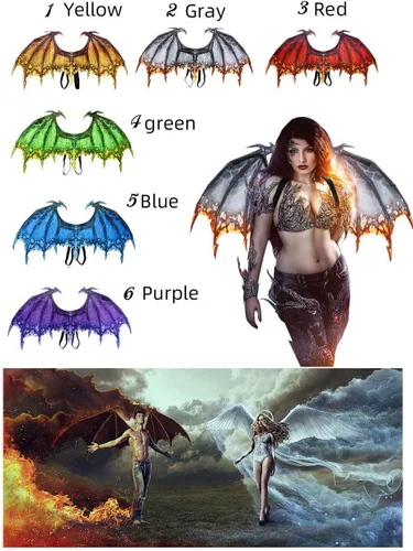 Vista 26 de Himine Alas de dragón no tejidas para adultos Cosplay Props