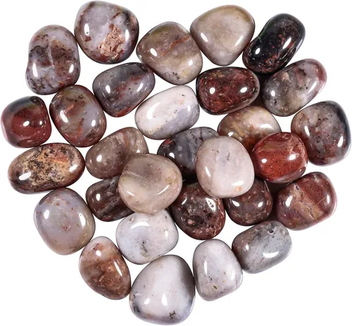 Vista 9 de Nupuyai Piedras pulidas pulidas de 1 libra (alrededor de 16.23 oz), cristales irregulares para curación/energía/piedras de ágata de árbol lisas