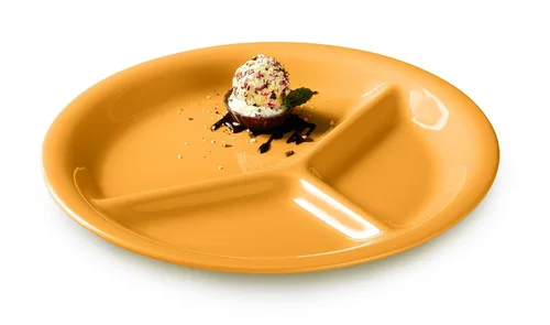 Vista 4 de G.E.T. CP-10-TY - Platos de plástico divididos de 3 compartimentos, 10.25 pulgadas, color amarillo tropical (juego de 12) Dishwasher safe
