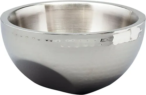 Vista 5 de Elegance Hammered - Cuenco para servir de doble ángulo de acero inoxidable de 6 pulgadas, color plateado