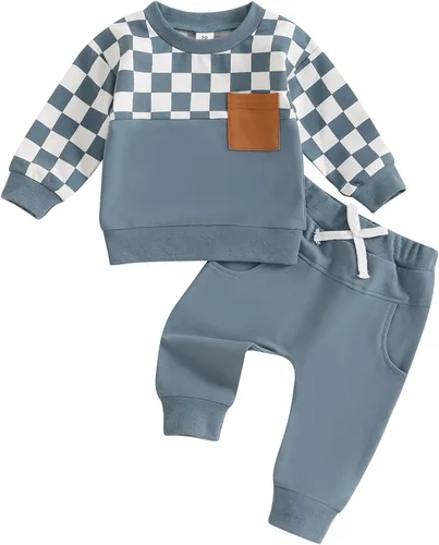 Vista 71 de Conjunto de sudadera de manga larga con cuello redondo y pantalones deportivos para bebés, ropa de invierno para bebé