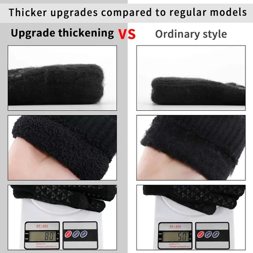 Vista 4 de Achiou Guantes de invierno para hombres y mujeres, guantes para pantalla táctil, gel de silicona antideslizante grueso mejorado, forro térmico