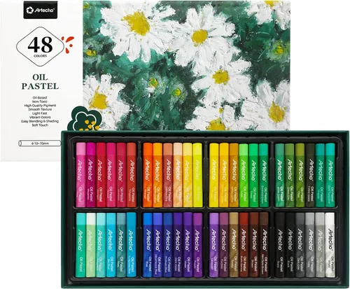 Vista 7 de Artecho Juego de 12 colores pasteles metálicos al óleo suaves para pintura artística, dibujo, mezcla (0.394 x 2.756 in)