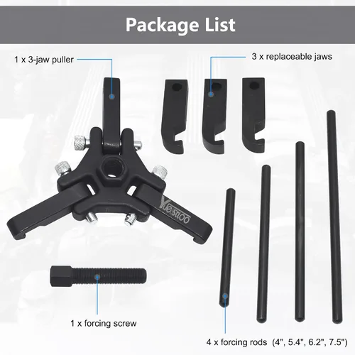 Vista 3 de Kit de extractor de polea de amortiguador de equilibrador armónico Compatible with Ford GM Chrysler Cadillac Chevy, Adjustable Upgraded 3-Jaw