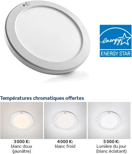 Vista 4 de Leviton Downlight LED con sensor de movimiento, redondo de 8", blanco, 9866-B0W