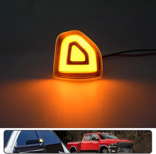 Vista 2 de 2 piezas de luz LED anaranjada para espejo y señal de giro para Dodge Ram 1500 2500 3500 4500 5500 2010-2018 Luz de señal de giro para espejo Lente