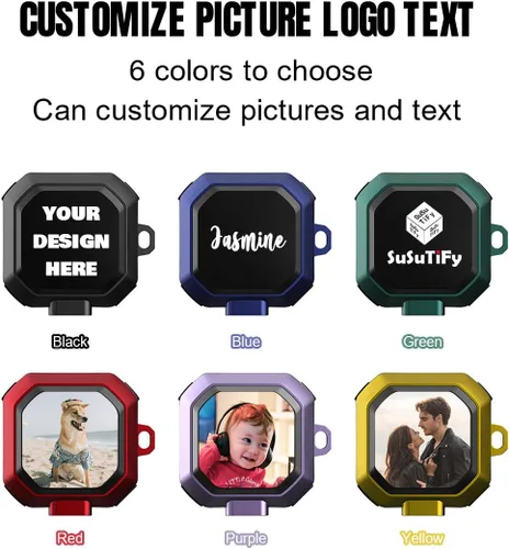 Vista 2 de Funda personalizada compatible con Samsung Buds FE 2023, Buds 2 Pro 2022, Buds 2 2021, Buds Pro 2021, Buds Live 2020, con nombre, texto, logotipo