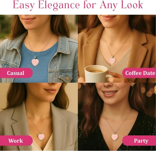 Vista 56 de Gempires Love - Collar con colgante de cristal de corazón para mujer, chapado en plata, cadena ajustable de 18 + 2 pulgadas