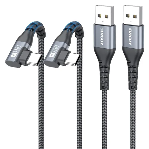 Vista 8 de Cable USB C de ángulo recto de 6 pulgadas, cable USB C corto de carga