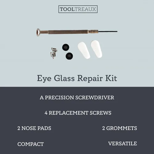 Vista 6 de Kit de reparación de vidrio de ojo compacto universal con destornillador, 11pc Fix Broken Glasses Vision Care