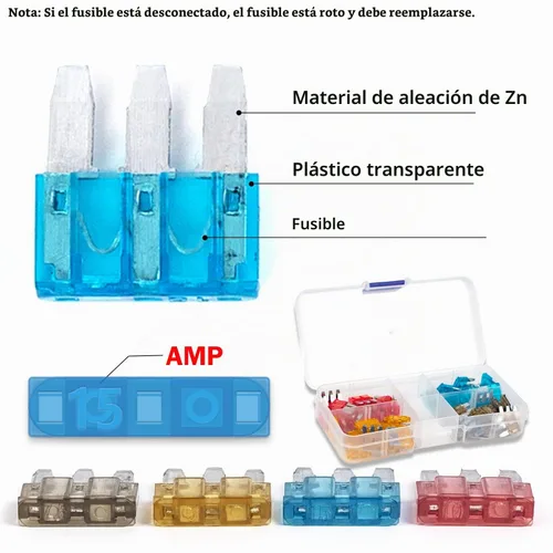 Vista 3 de Fusible Micro3, 5 amperios, 7.5 amperios, 10 amperios, fusible de 15 amperios, aplicable al mantenimiento, reemplazo del automóvil (24 piezas)
