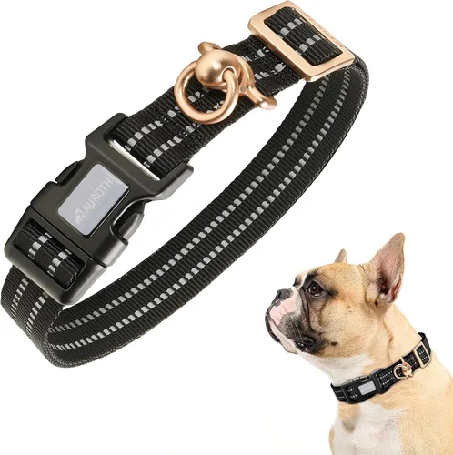 Vista 17 de Collar de perro Auroth para perros medianos y grandes, collar de perro reflectante, collares de perro de nylon suave ajustables con resistente