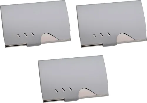 Vista 5 de Stephanie Imports Juego de 3 tarjeteros curvados de metal unisex (Silver Ridge)