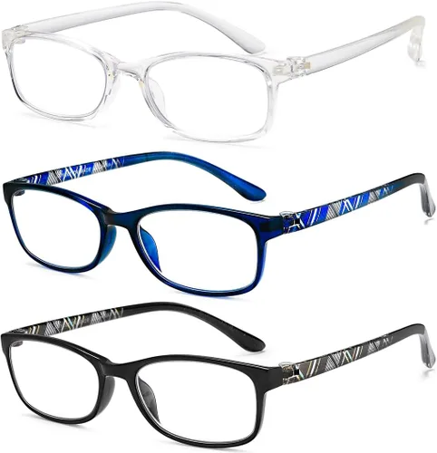 Vista 2 de EYEURL Lentes de lectura para mujeres y hombres, bloqueo de luz azul, 0.00 anti fatiga ocular, TR90 lentes de marco rectangular ultraligero