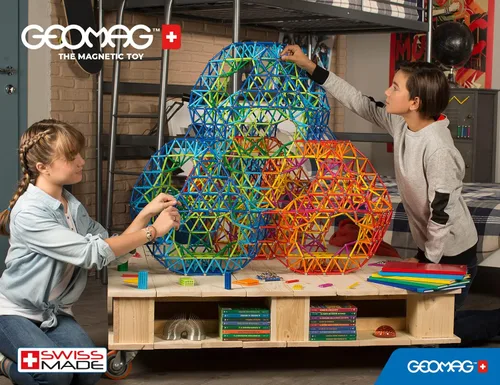 Vista 7 de Geomag Masterbox - Juguetes magnéticos para niños a partir de 8 años, 248 imanes educativos azules para niños, bloques magnéticos, azulejos