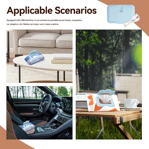 Vista 6 de Calentador de toallitas para bebés, temperatura constante de calentamiento uniforme, calentador portátil de toallitas húmedas USB para bebés