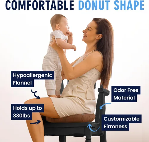 Vista 2 de Dr. Frederick's Original - Almohada inflable para donas, dolor de coxis, 15 pulgadas, color rojo Tailbone Pain, Hemorrhoids and Bed Sores
