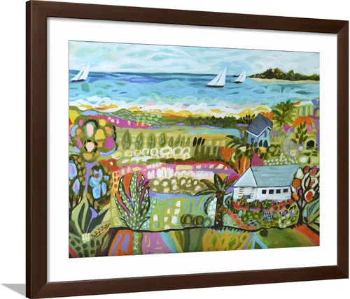 Vista 7 de ART.COM Karen Fields - Lienzo enmarcado para pared, diseño de fantasía náutica, decoración escénica, 16 x 12 pulgadas, marco negro con paspartú