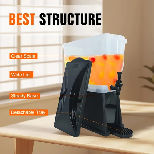 Vista 5 de Hakka - Dispensador de bebidas de 3 galones, dispensador de agua de bebidas de jugo comercial para fiestas, tanque de 11 litros con espita