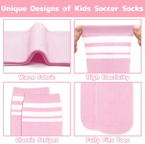 Vista 4 de Olreco Paquete de 4 calcetines de fútbol para niños, calcetines de fútbol para jóvenes, calcetines de fútbol para niños y niñas, calcetines
