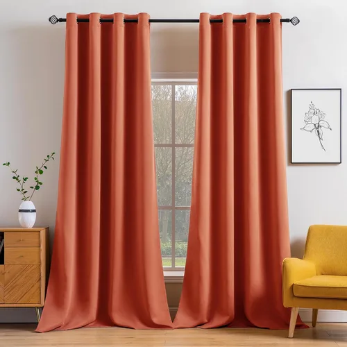 Vista 71 de MIULEE Cortinas opacas para dormitorio o sala de estar, juego de 2 paneles de cortina para ventana con aislamiento térmico y bloqueo de luz